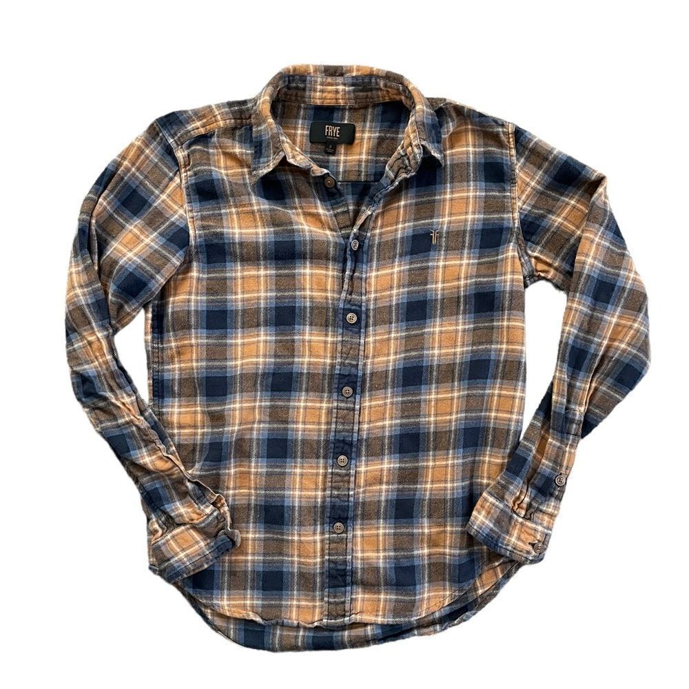 FRYE Flannel Blue and Yellow Size Small Men's